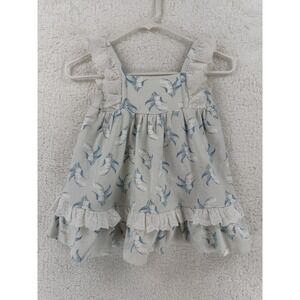Tommy Bahama Dress Girls 3T Blue White Floral Ruffle Lace Sleeveless Sundress